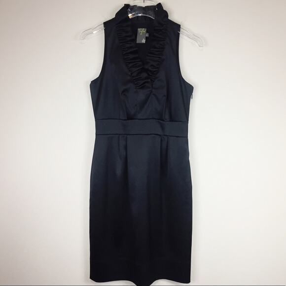 Taylor | Ruffled Neck Little Black Dress Sz 2 - Picture 1 of 4